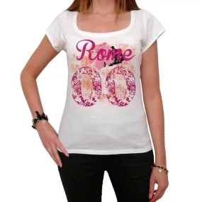 00, Rome, City With Number, Women's Short Sleeve Round White T-shirt 00008