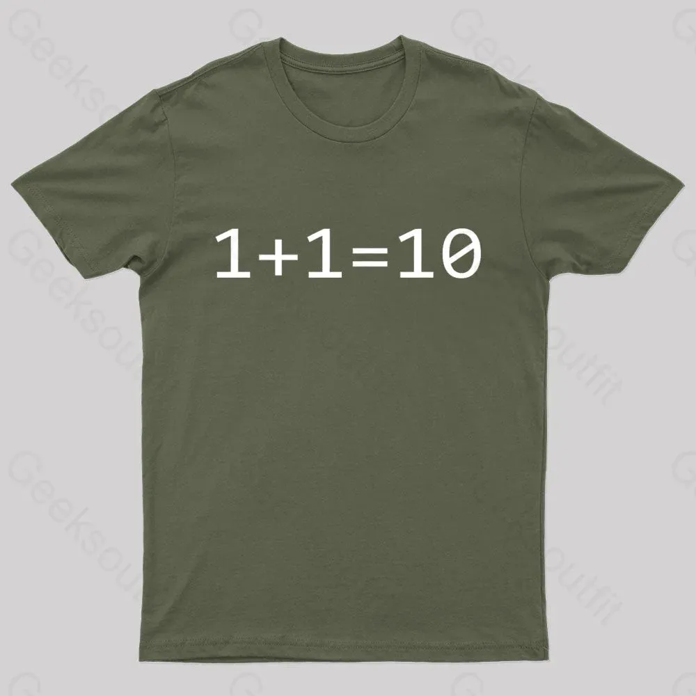 1 Plus 1 Equal 10 Binary Geek T-Shirt