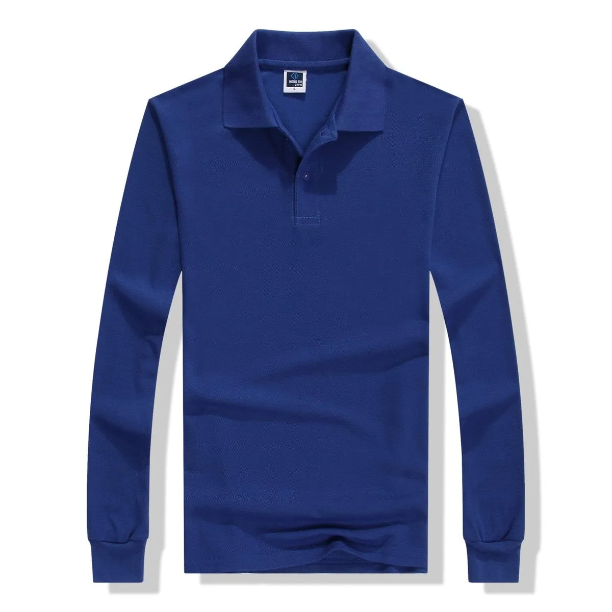 2018 Autumn Breathable Cotton Slim Polo Shirts Men Long Sleeve Camiseta Fashion Collar Fitness Solid Male Embroidery print logo