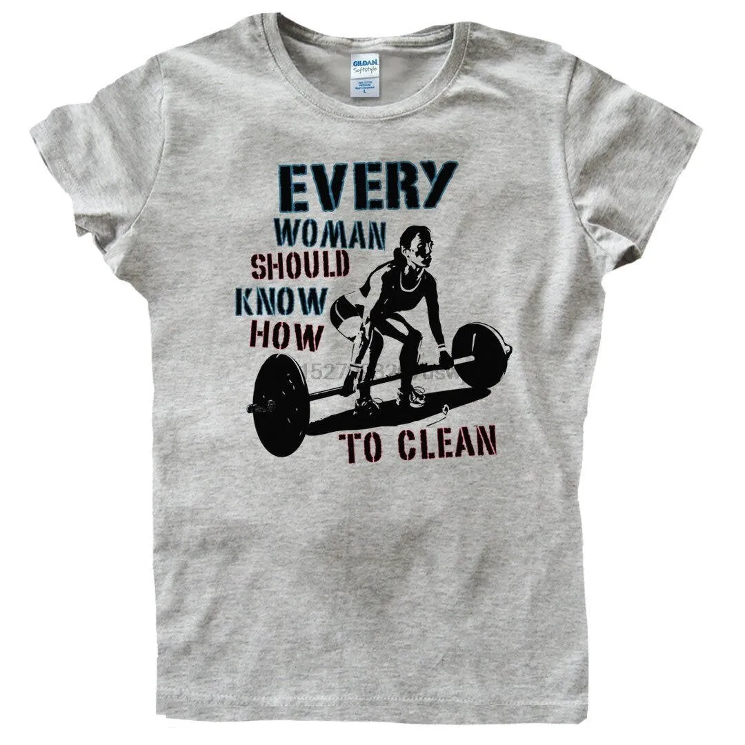 2018 Hot Sale Fashion Everywoman ... Crossfit Trains Kettlebell Fitness Workout Grey T-Shirt Tee Shirt Fashion