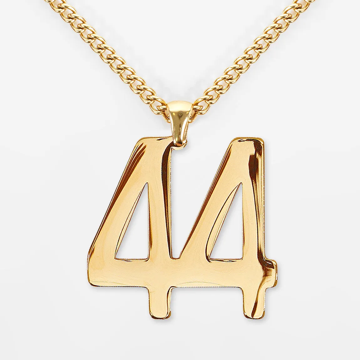 44 Number Pendant with Chain Kids Necklace - Gold Plated Stainless Steel