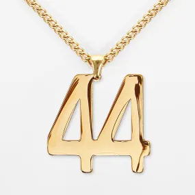44 Number Pendant with Chain Kids Necklace - Gold Plated Stainless Steel