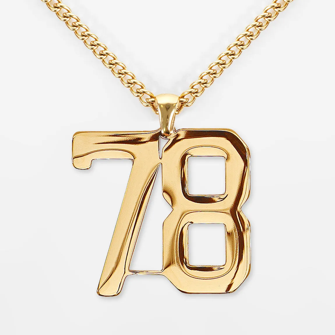 78 Number Pendant with Chain Kids Necklace - Gold Plated Stainless Steel