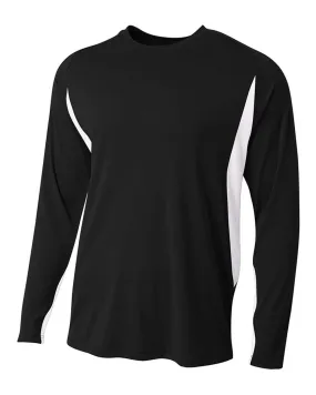 A4 N3183 Long Sleeve Color Block Tee - Black White