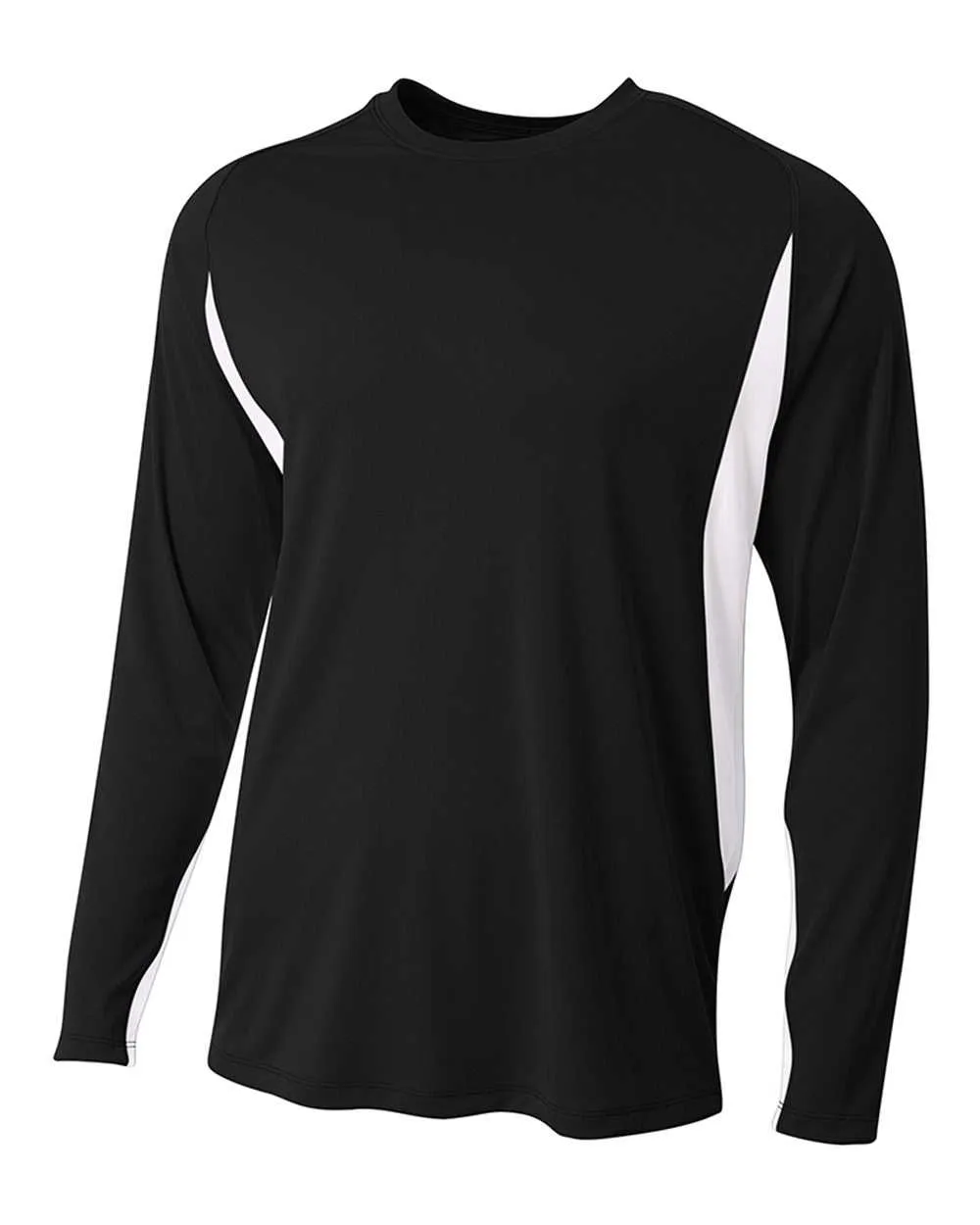 A4 N3183 Long Sleeve Color Block Tee - Black White