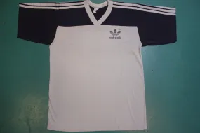 Adidas Navy and Gray Colorblock V-neck 80's Made in USA Vintage T-shirt