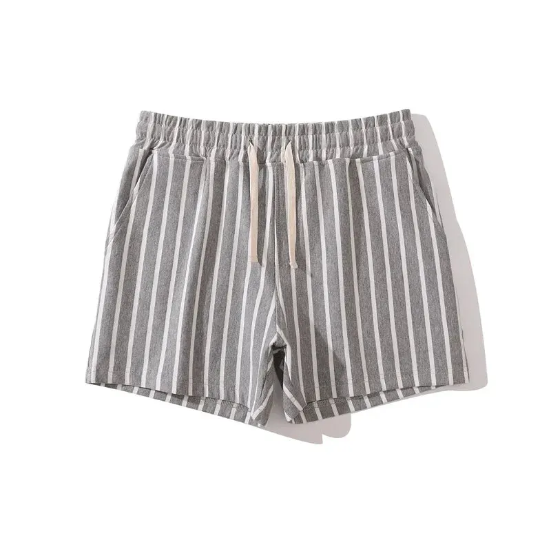 Aidase Men Clothing New Cotton Sports Shorts Men's Quarter Pants Vertical Stripe Couple Pants Fitness Running Casual Mens Shorts