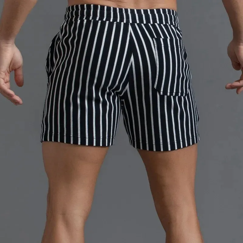 Aidase Men Clothing New Cotton Sports Shorts Men's Quarter Pants Vertical Stripe Couple Pants Fitness Running Casual Mens Shorts