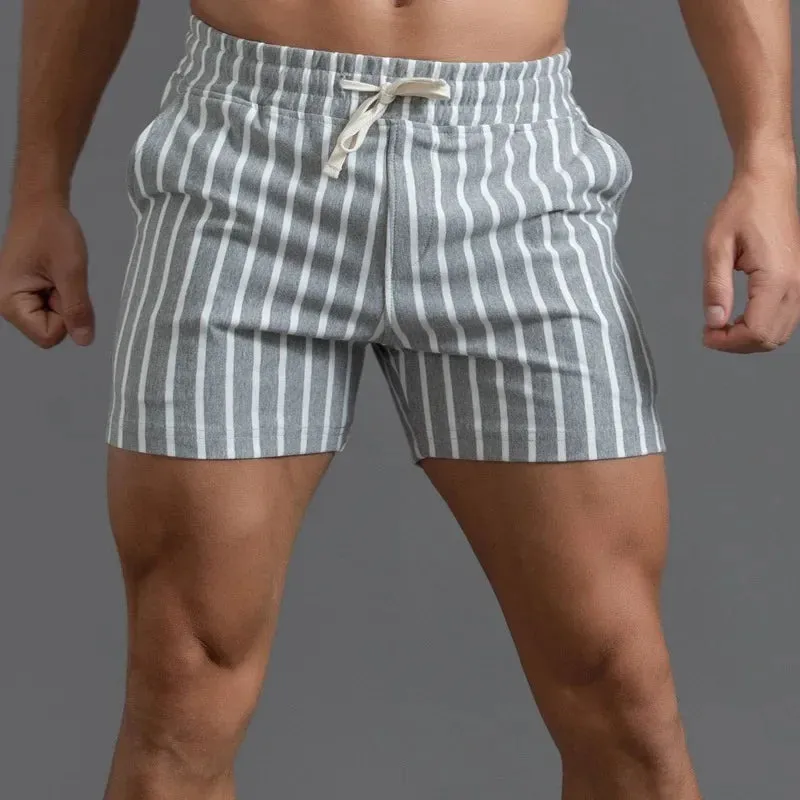 Aidase Men Clothing New Cotton Sports Shorts Men's Quarter Pants Vertical Stripe Couple Pants Fitness Running Casual Mens Shorts