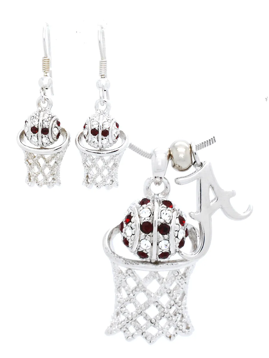 Alabama Large Basketball Necklace & Earring Set