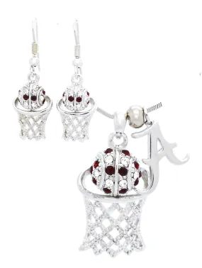Alabama Large Basketball Necklace & Earring Set