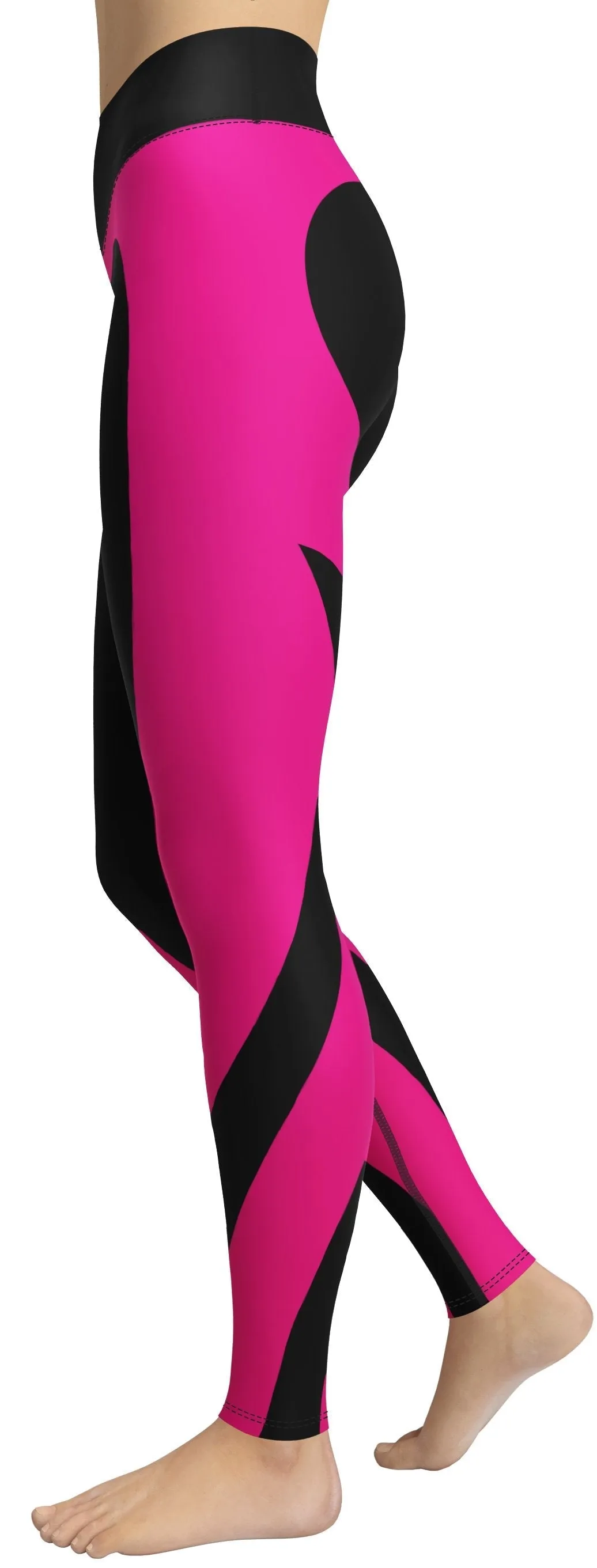 Black & Pink Heart Shaped Yoga Leggings