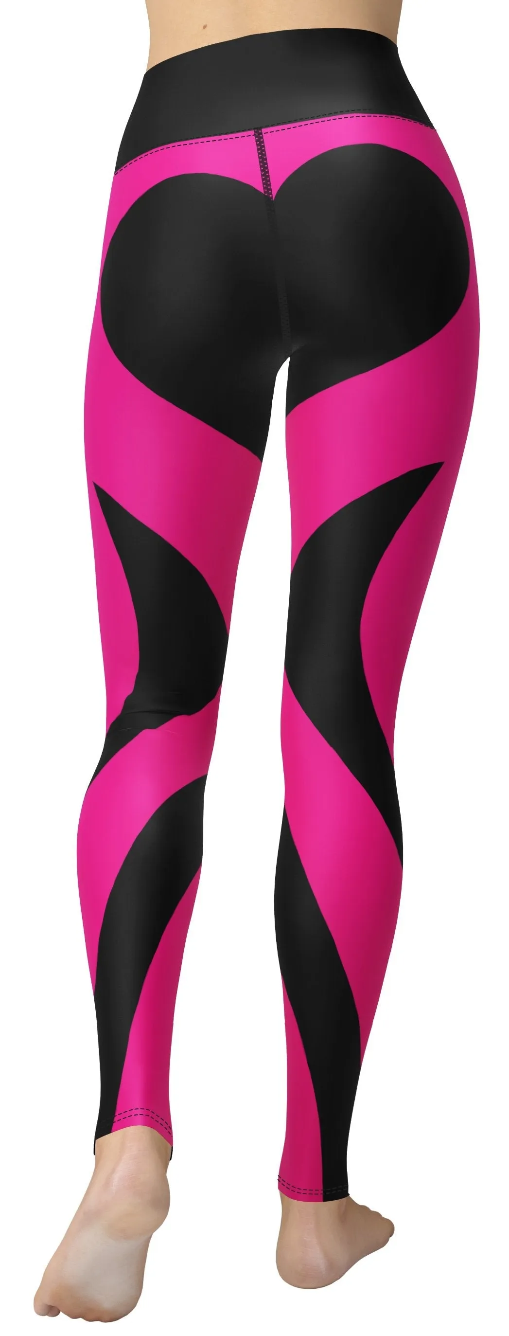 Black & Pink Heart Shaped Yoga Leggings