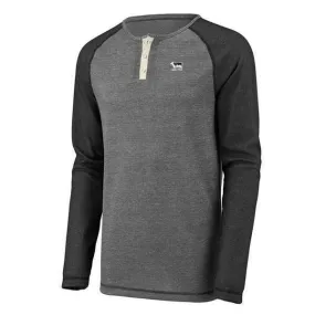 Black Sheep Linear Fusion Long Sleeve Henley Oxford Grey - Black Fusion
