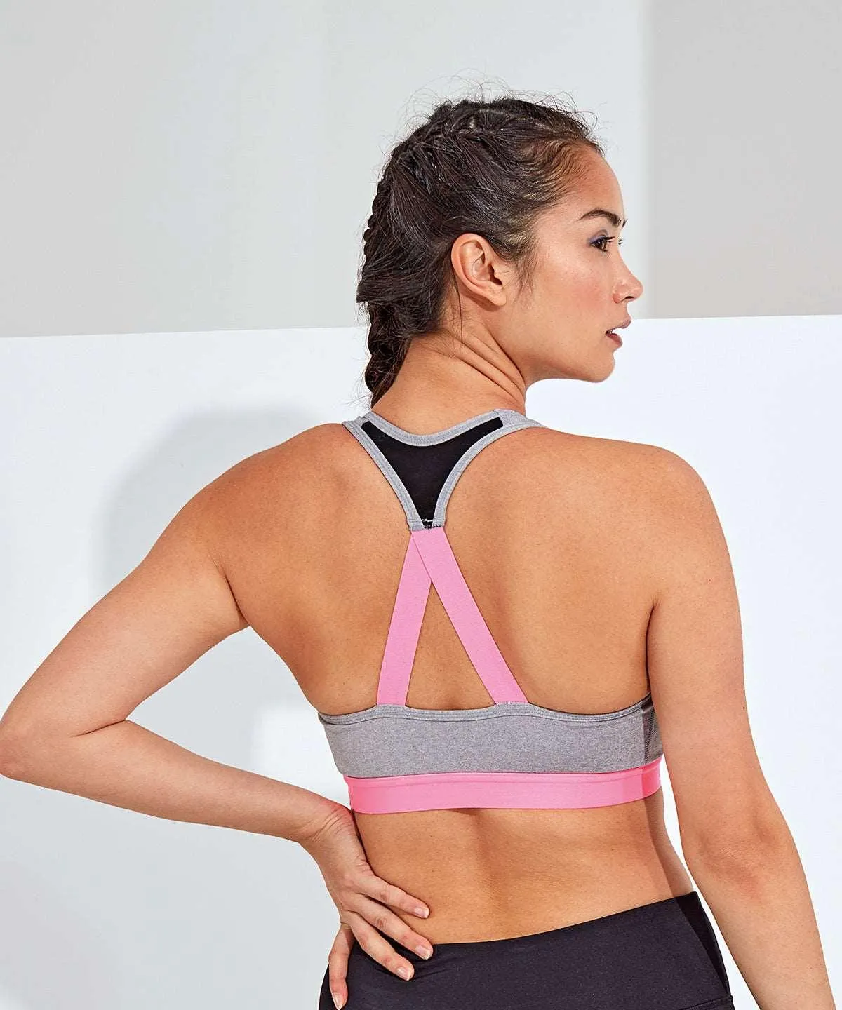 Black (Solid) - TriDri® performance sports bra (medium impact)