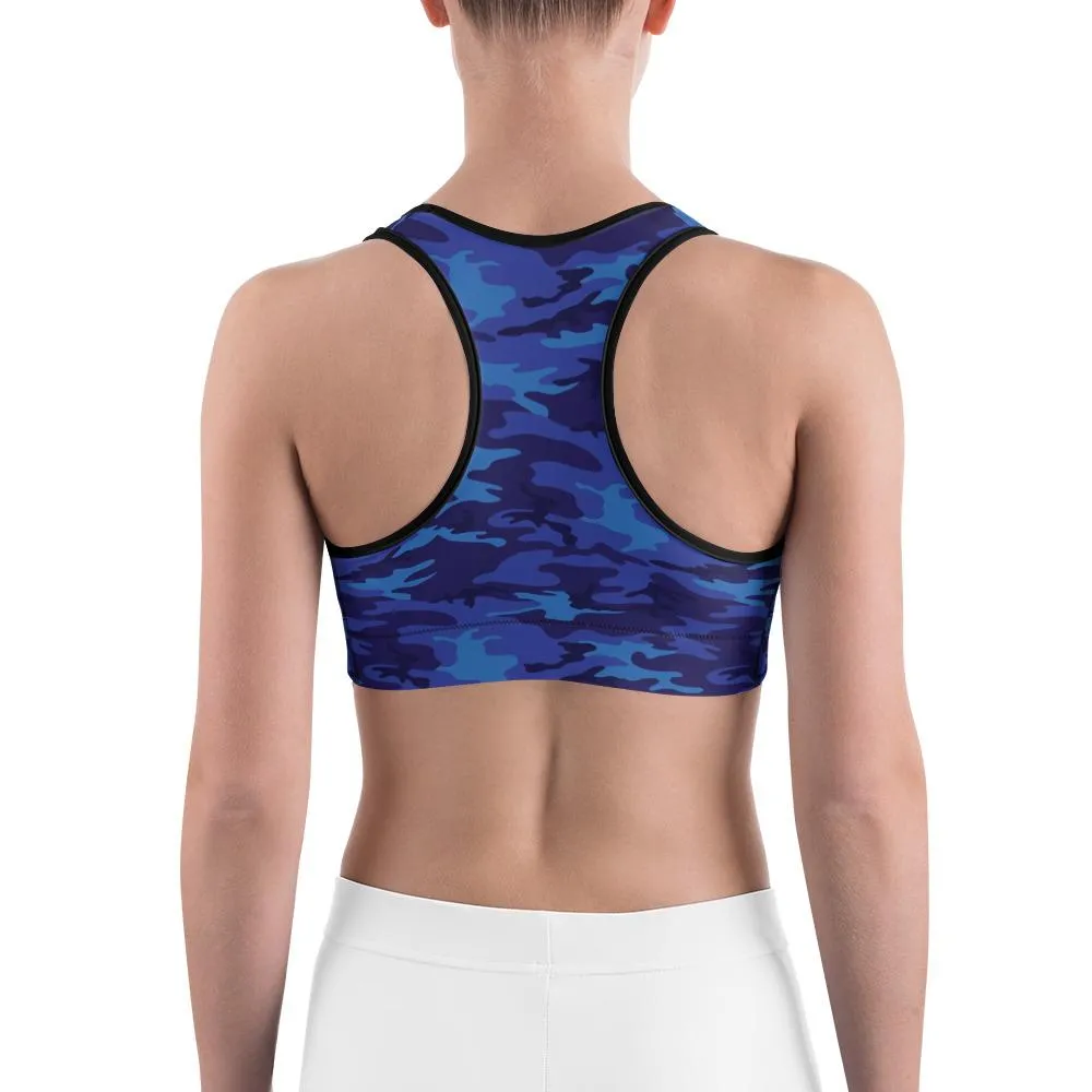 Blue Camo Sports Bra