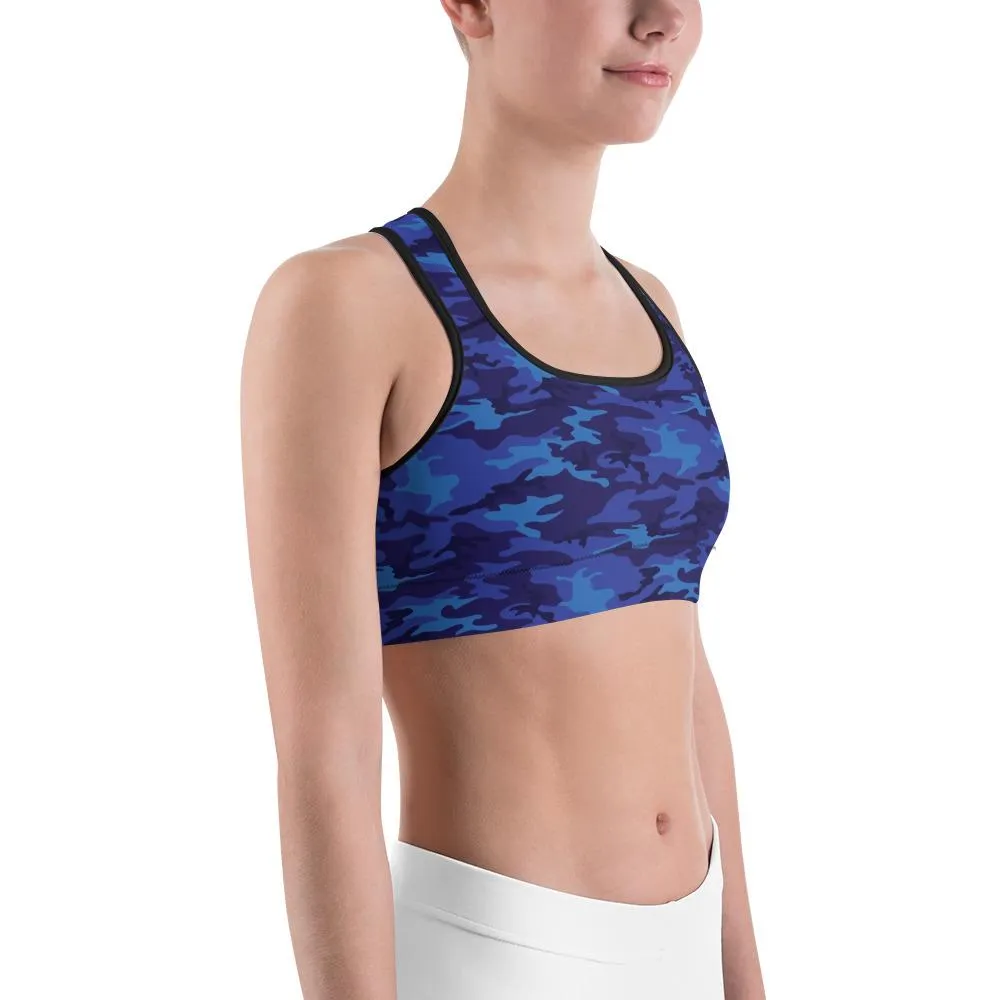 Blue Camo Sports Bra