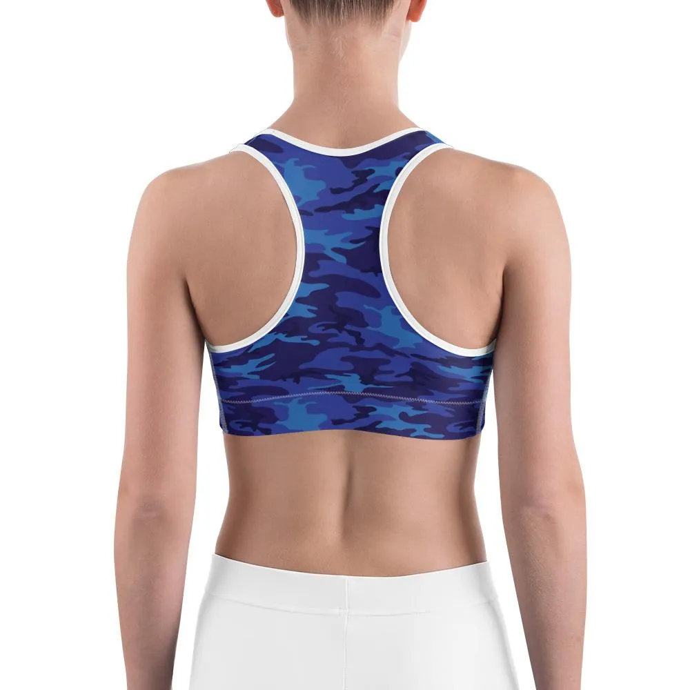 Blue Camo Sports Bra