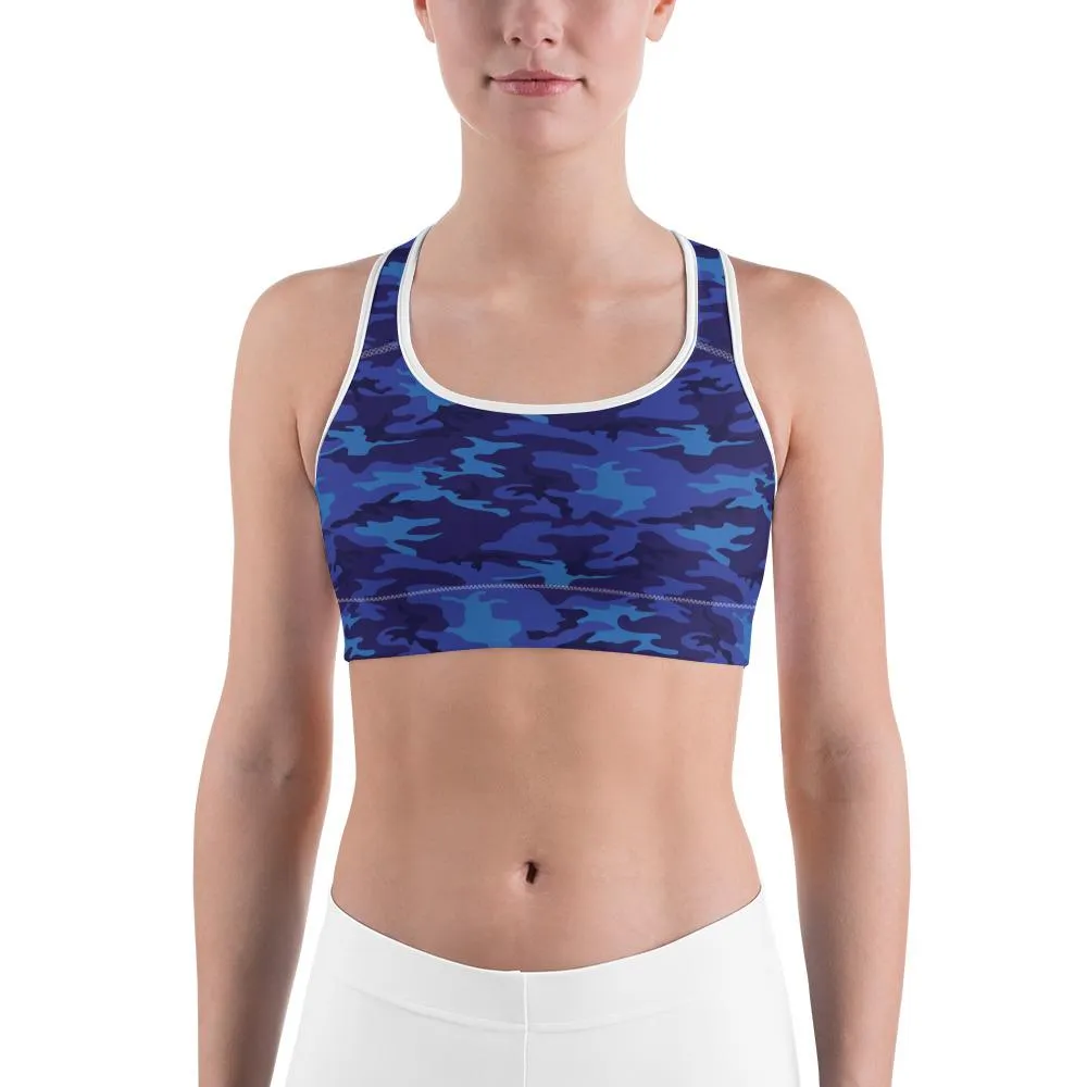 Blue Camo Sports Bra