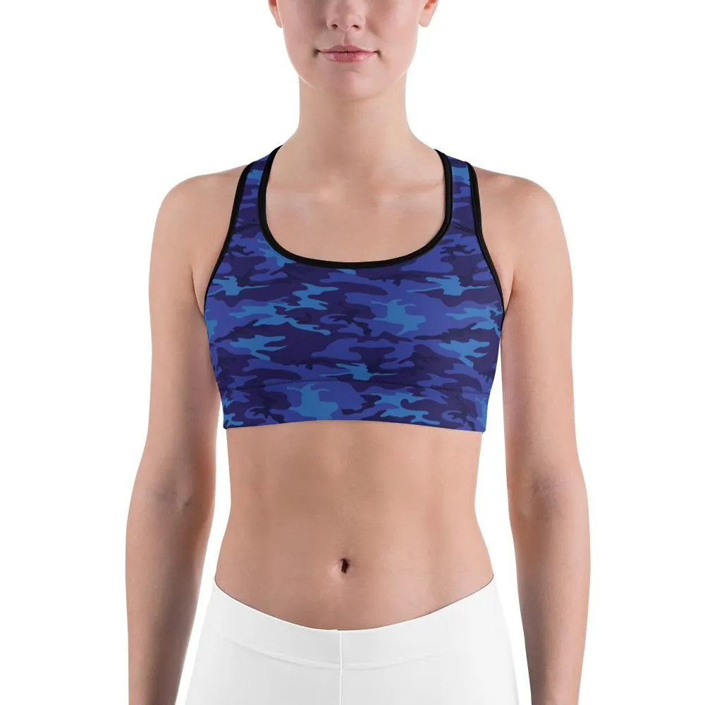 Blue Camo Sports Bra