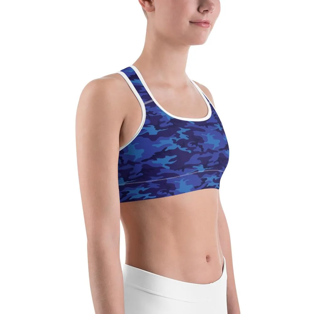 Blue Camo Sports Bra