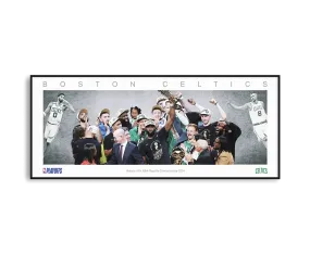 BOSTON CELTICS PANORAMIC COLLAGE PRINT FRAMED WINGS