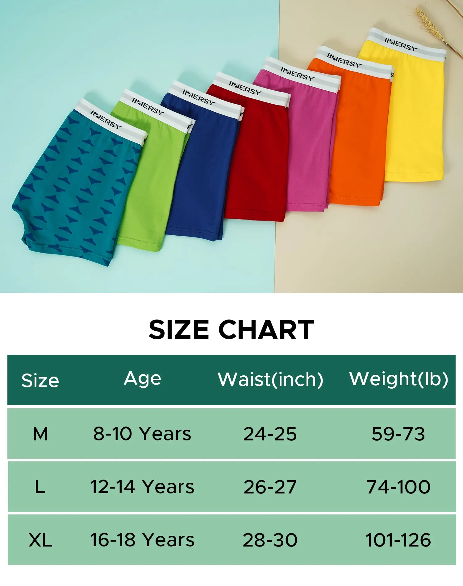 Boys Aged 8-18 Boxer Briefs 7-Pack