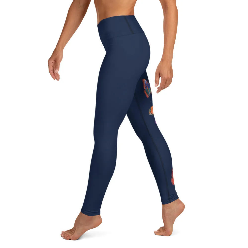 Butterflies in Flight Yoga Leggings (Navy)