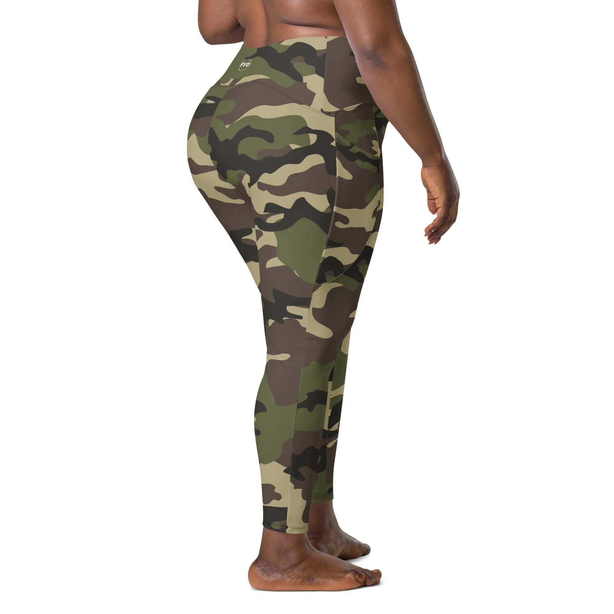 Classic Green Camo print Size Inclusive Leggings with pockets