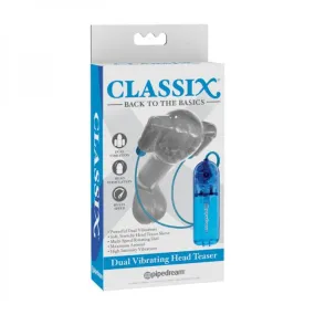 Classix Dual Vibrating Head Teaser (blue/clear)