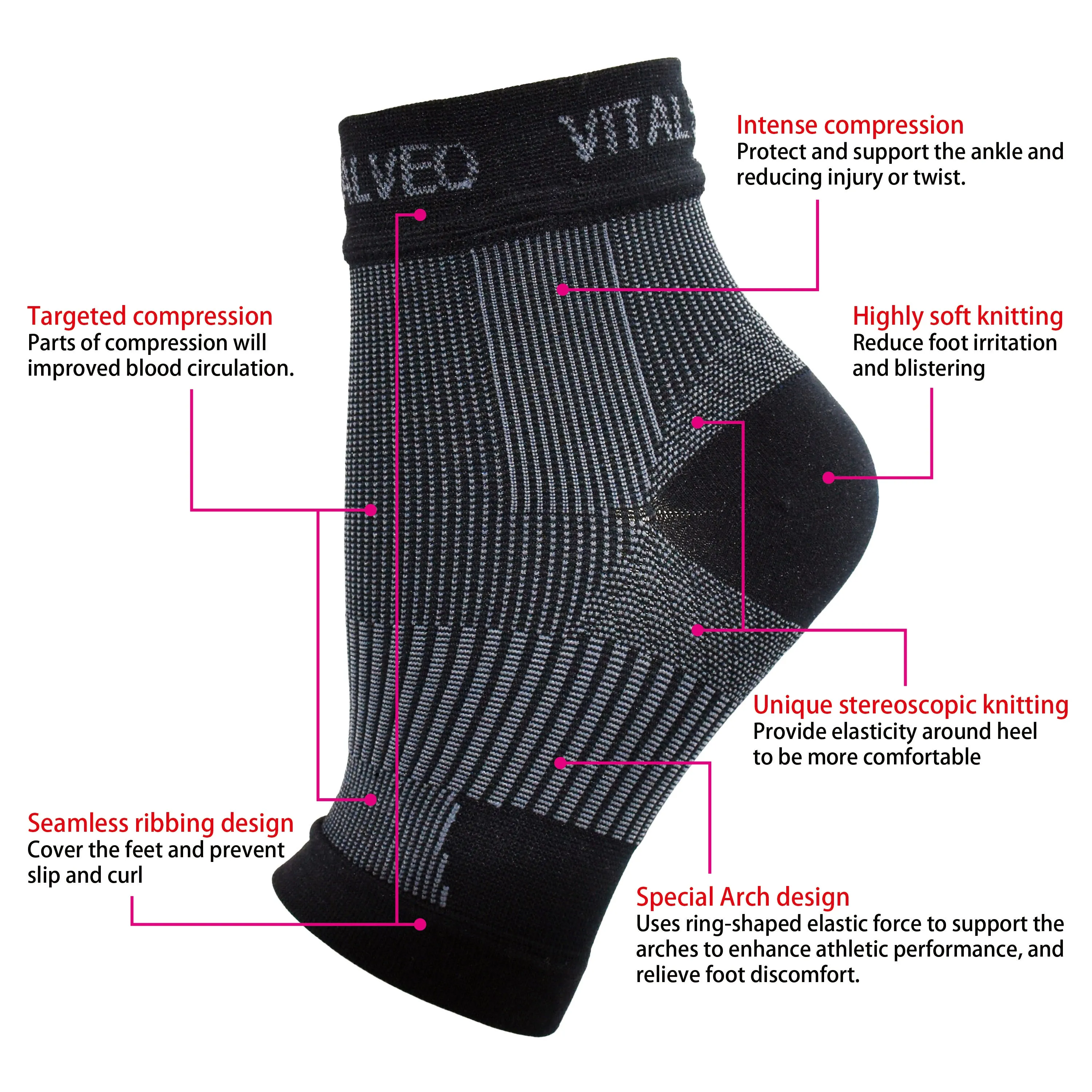 Compression Ultra Light Ankle Support Foot Sleeves (Pair)