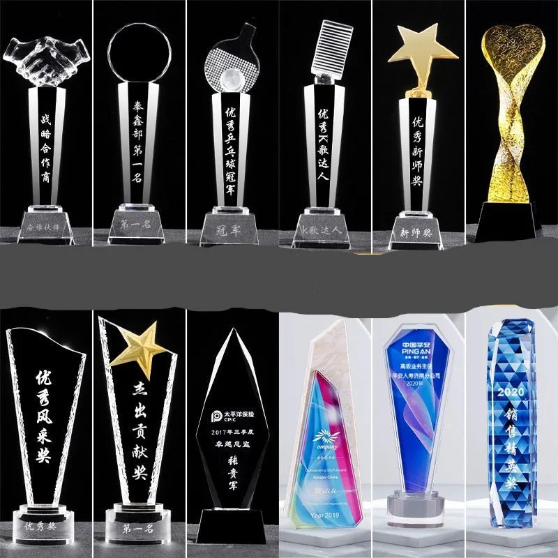 Crystal trophy basketball custom-made