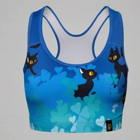 Dedoles Blue and Black Cats Women's Sports Bra