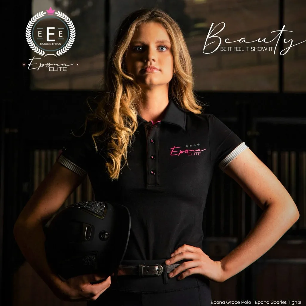 Epona Elite Grace Womens Black Polo Shirt - Stylish and Sophisticated