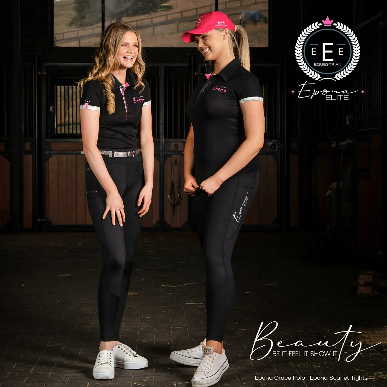 Epona Elite Grace Womens Black Polo Shirt - Stylish and Sophisticated