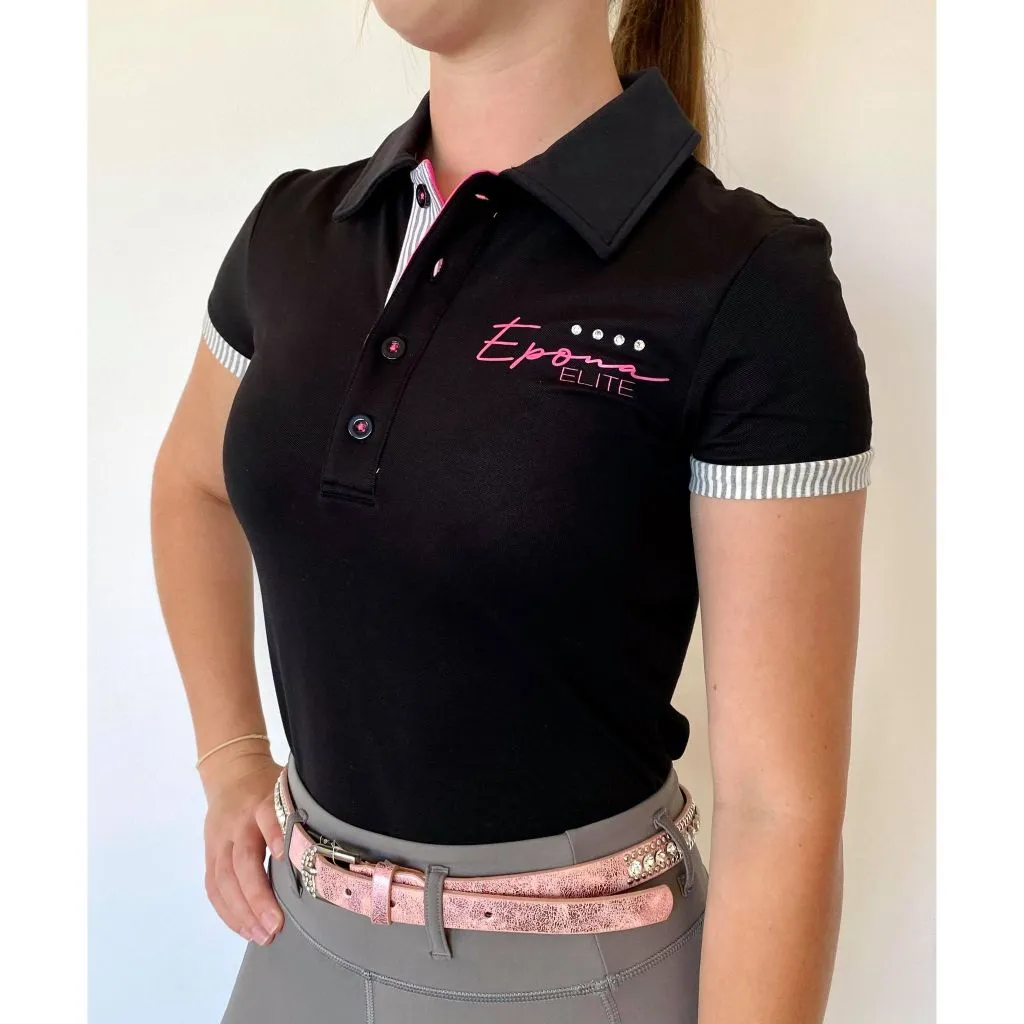 Epona Elite Grace Womens Black Polo Shirt - Stylish and Sophisticated