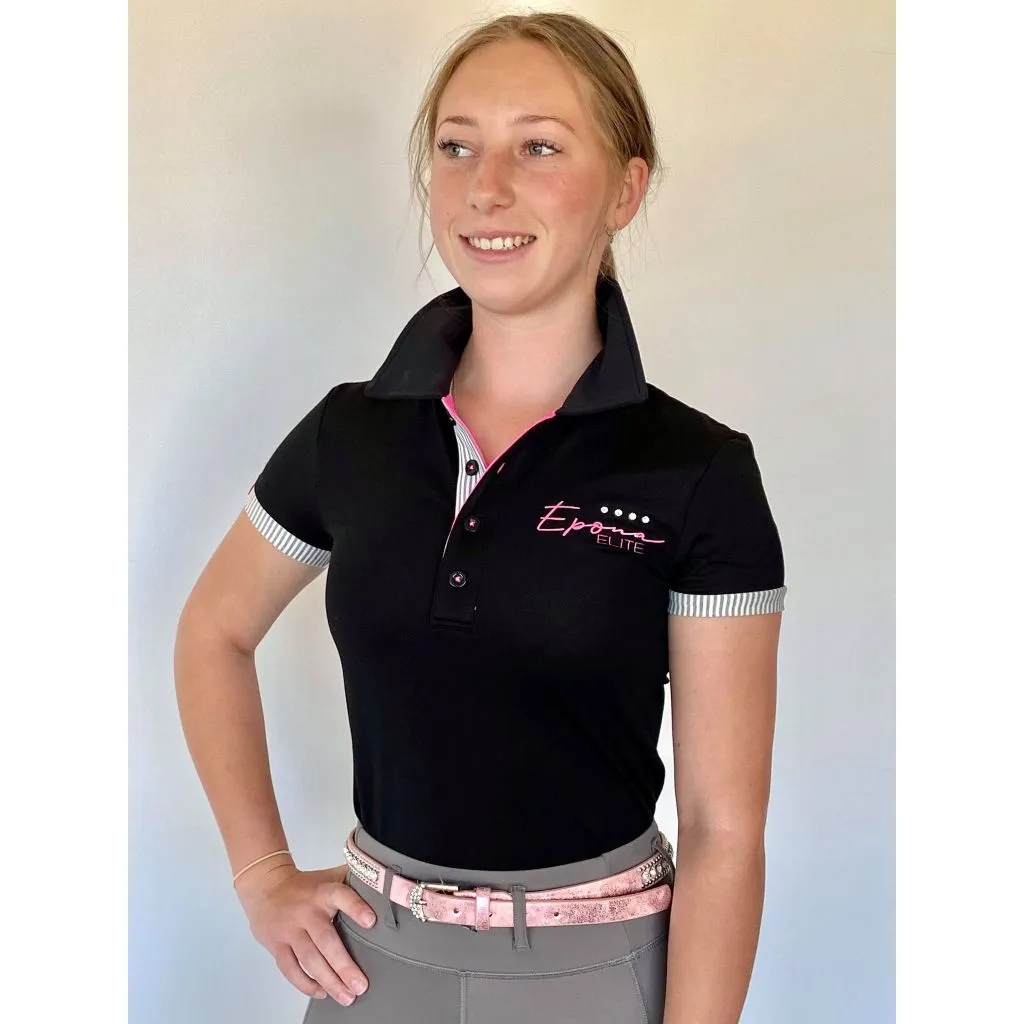 Epona Elite Grace Womens Black Polo Shirt - Stylish and Sophisticated