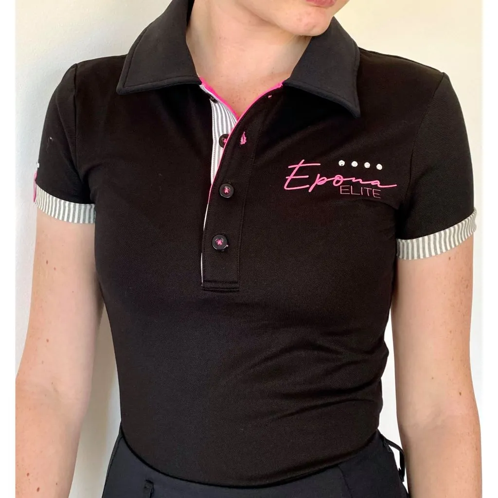 Epona Elite Grace Womens Black Polo Shirt - Stylish and Sophisticated