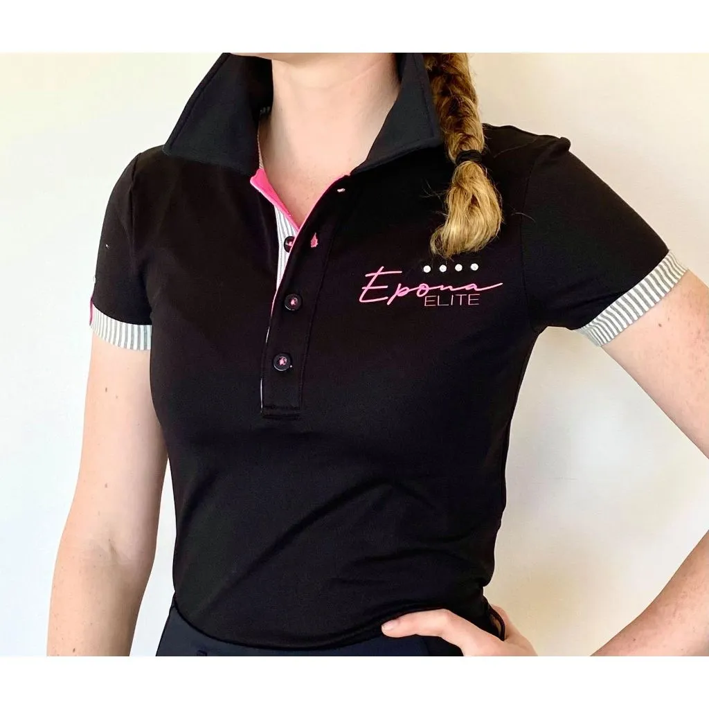 Epona Elite Grace Womens Black Polo Shirt - Stylish and Sophisticated