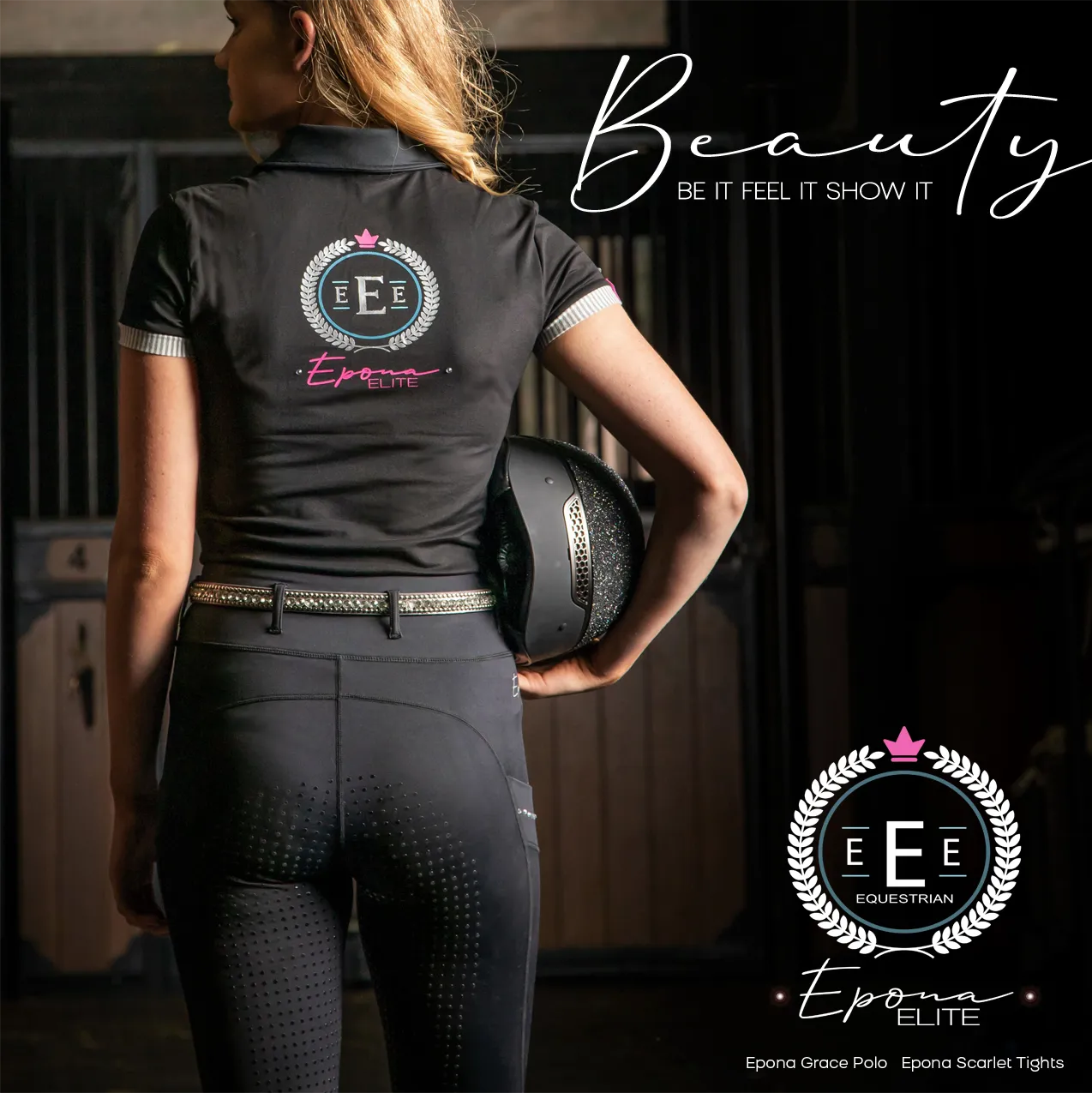 Epona Elite Grace Womens Black Polo Shirt - Stylish and Sophisticated