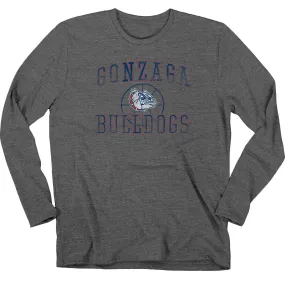 Gonzaga Bulldogs Blue 84 Gray Soft Distressed Logo LS Basketball T-Shirt