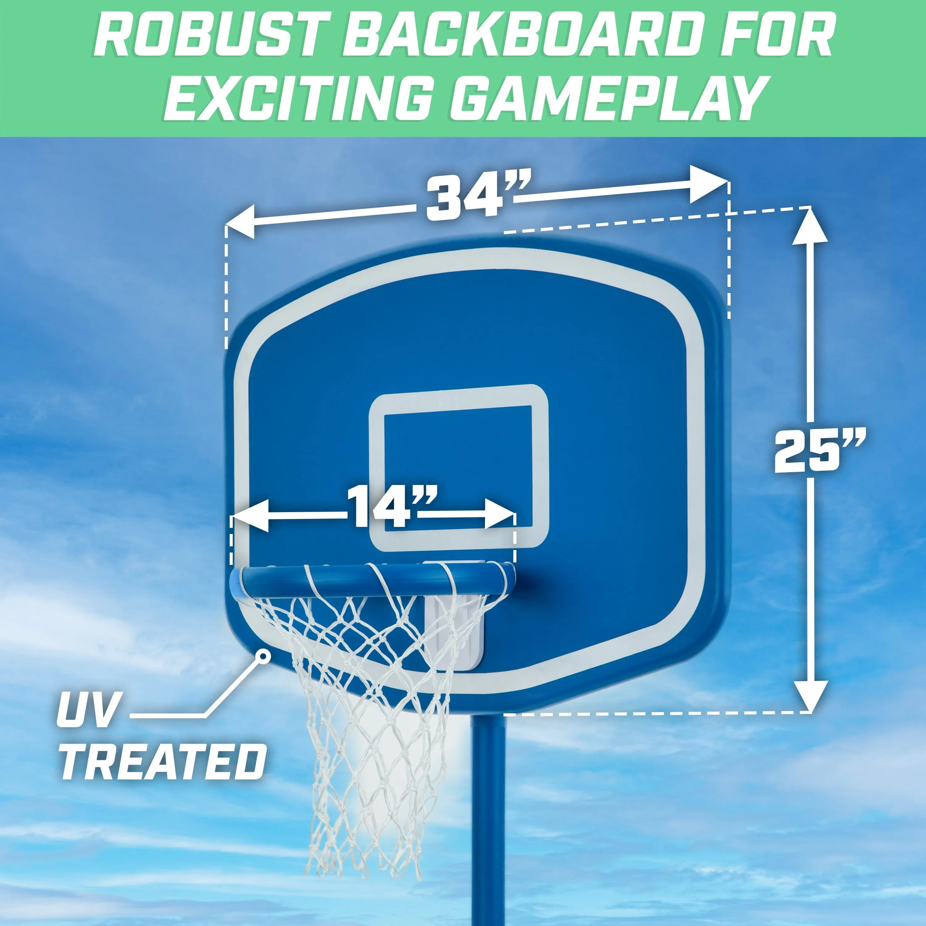 GoSports Splash Hoop UP Above Ground Pool Hoop Basketball Game with 2 Pool Basketballs and Pump