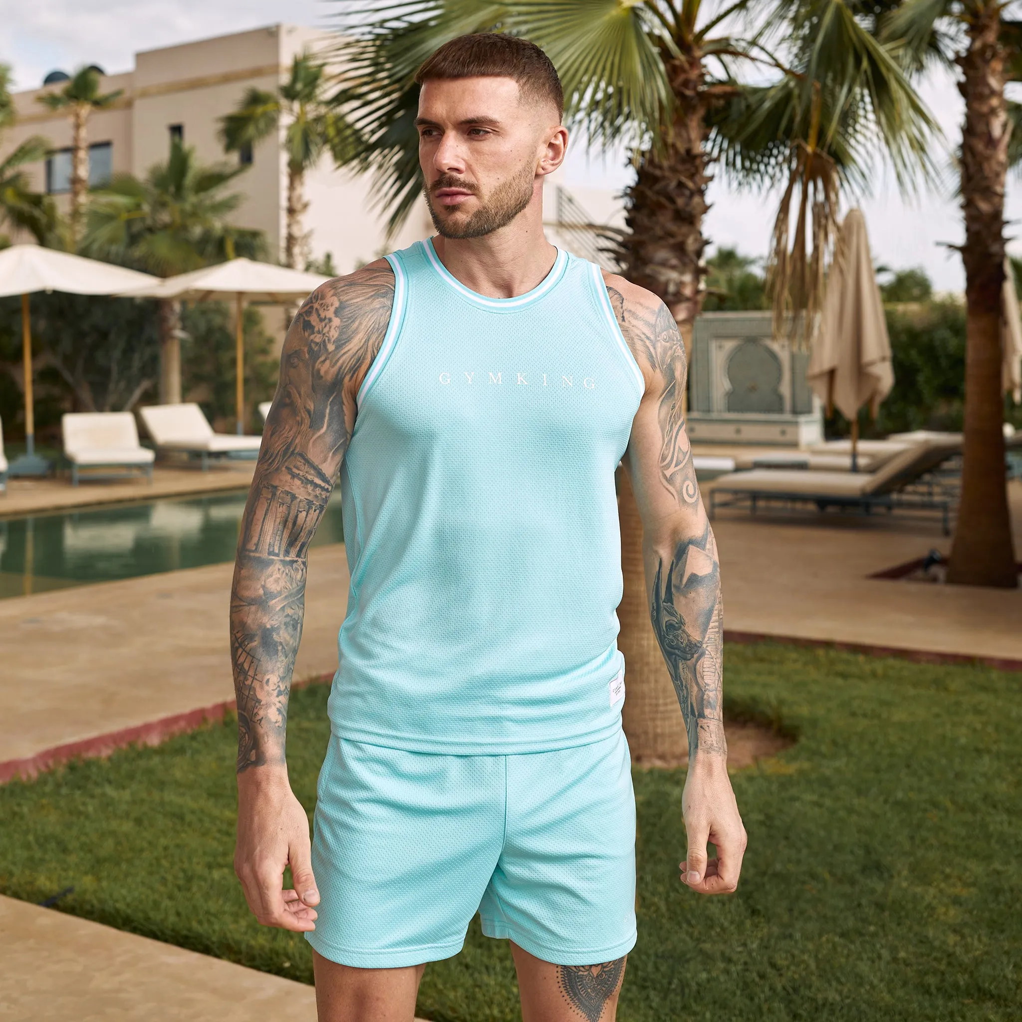 Gym King Brooklyn Mesh Vest - Aqua Blue
