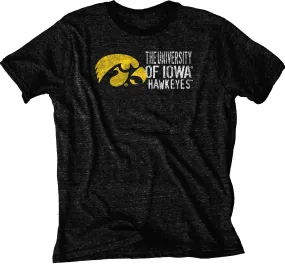 Iowa Hawkeyes Blue 84 Black Soft Tri-Blend Short Sleeve T-Shirt