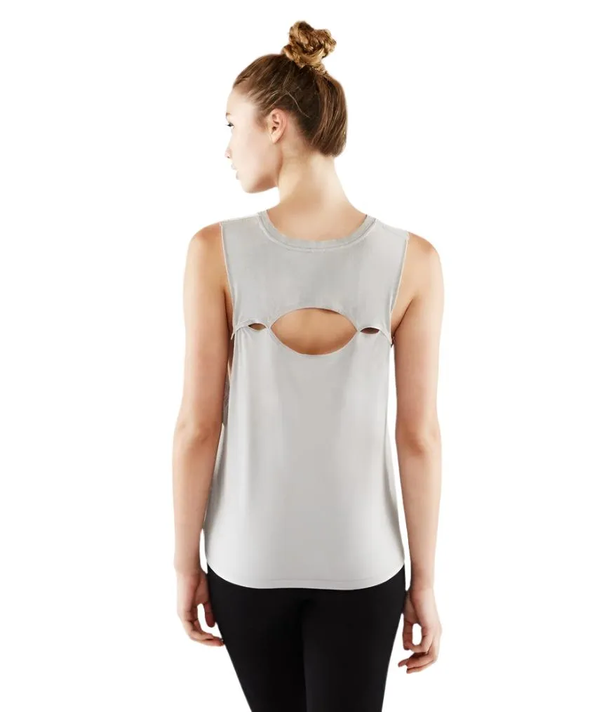 Last Chance! Manduka Adorn Open Back Crop - Feather Grey Print