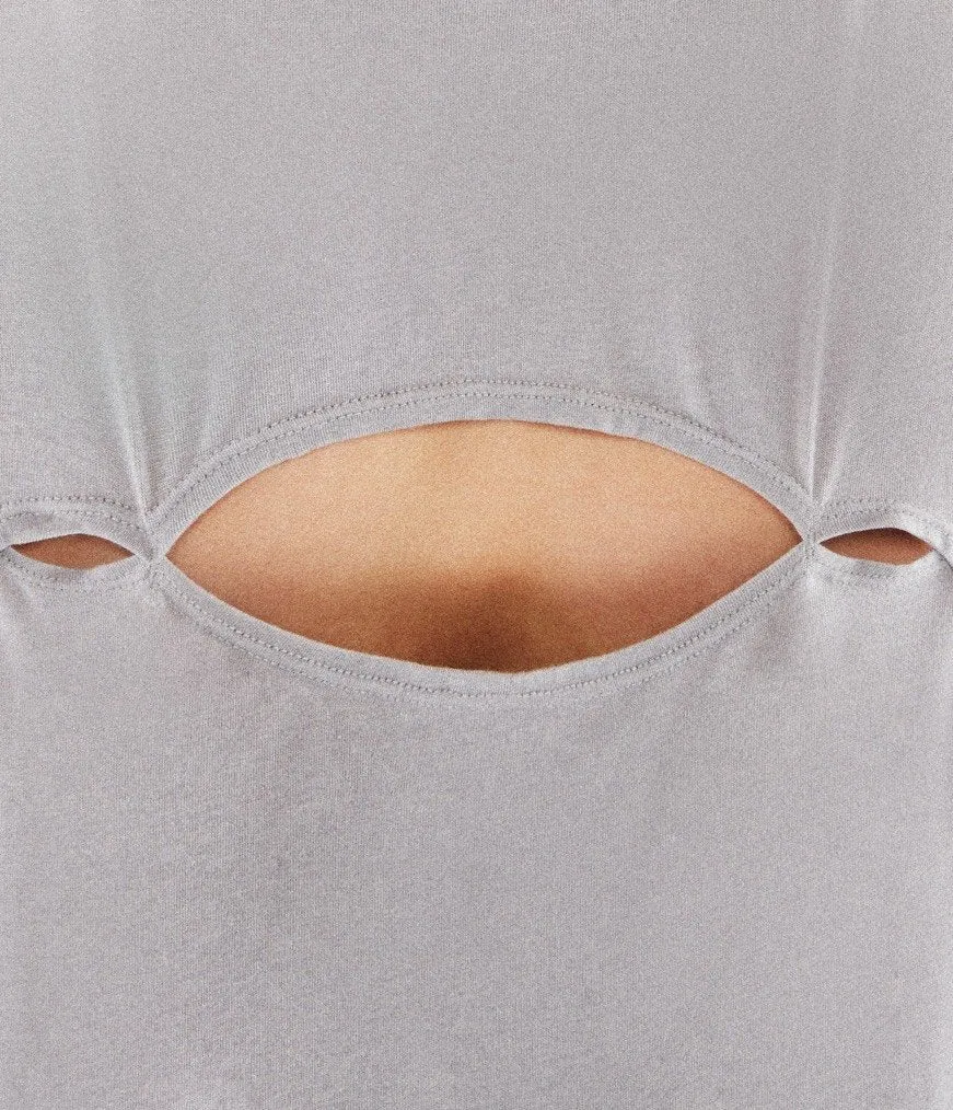 Last Chance! Manduka Adorn Open Back Crop - Feather Grey Print