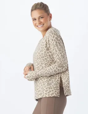 Lounge Long Sleeve, Oatmilk/White Leopard