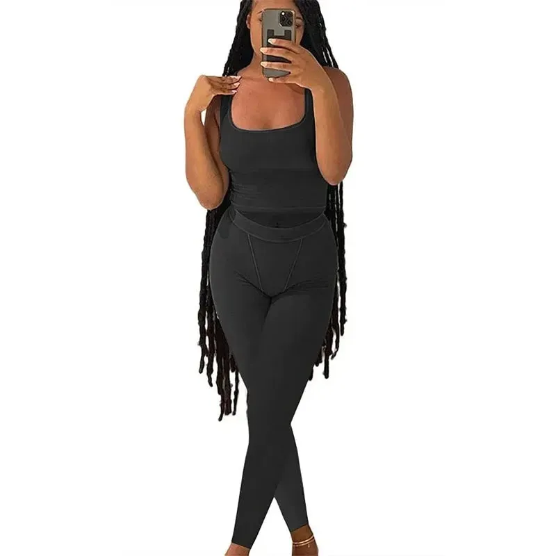 LVSANW 2pcs Solid Color Yoga Workout Set Long Sleeve Round Neck Top & High Stretch Running Sports Leggings Suit Women's Activewear