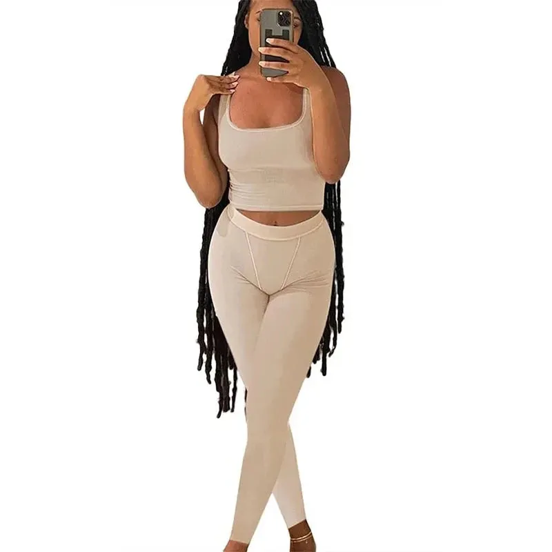 LVSANW 2pcs Solid Color Yoga Workout Set Long Sleeve Round Neck Top & High Stretch Running Sports Leggings Suit Women's Activewear