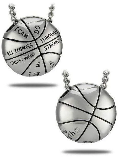 Men's Stainless Steel Basketball Necklace Philippians 4:13